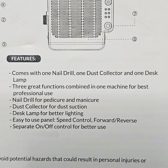 Upgraded Salon Expert 3 in 1 Nail Machine w/ Lamp- Dust Collector- Nail Drill - Picture 3 of 13